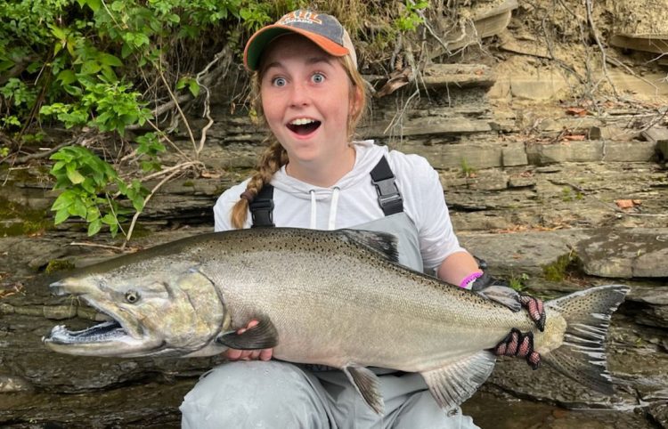 Kaley's first salmon.