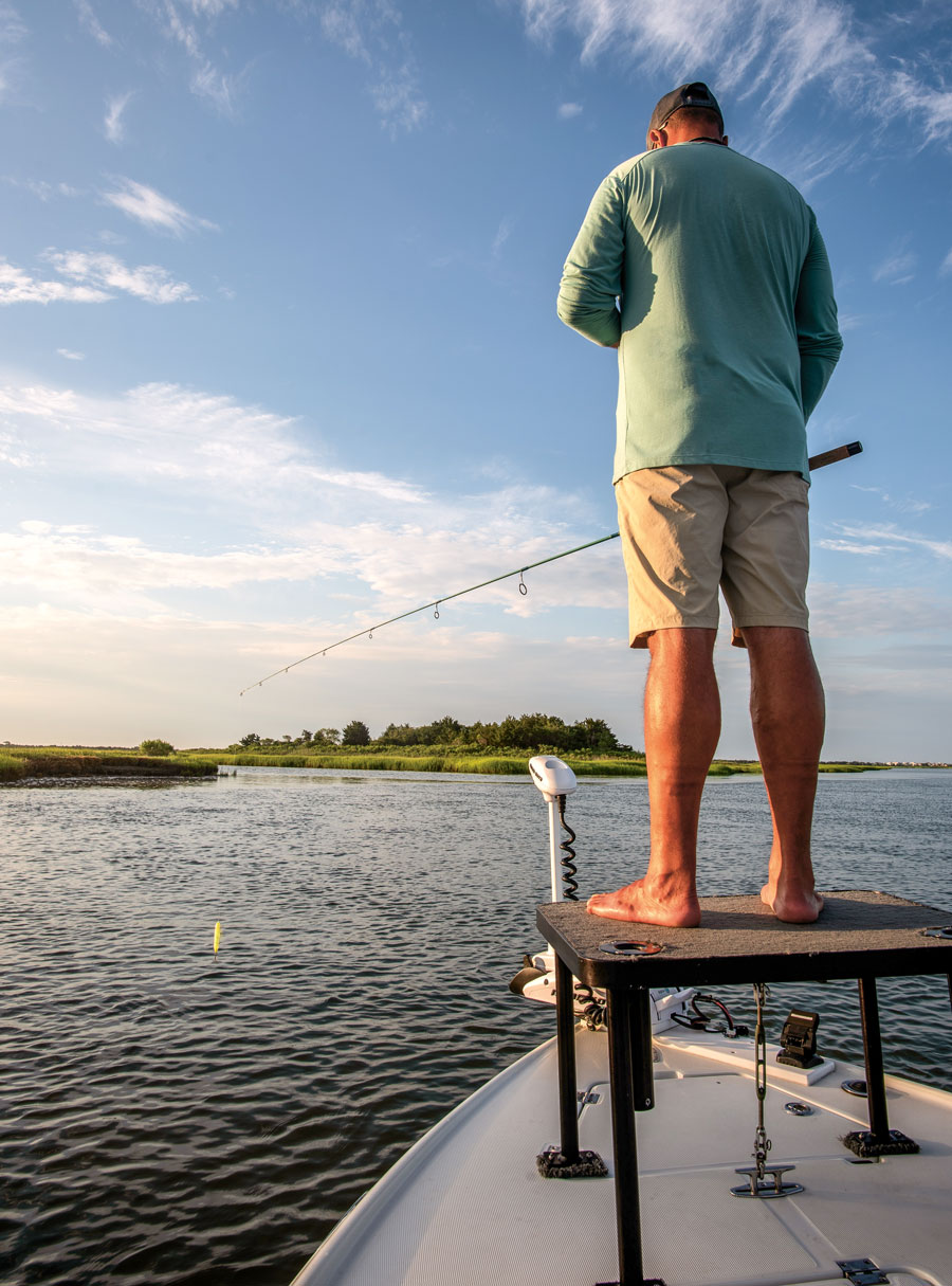 sight fishing for schoolie stripers on topwater