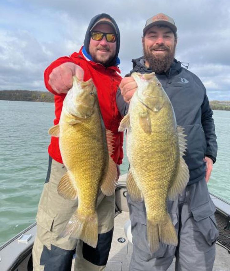 Charlie Puckett and Dante Gramuglia with double of smallmouth bass