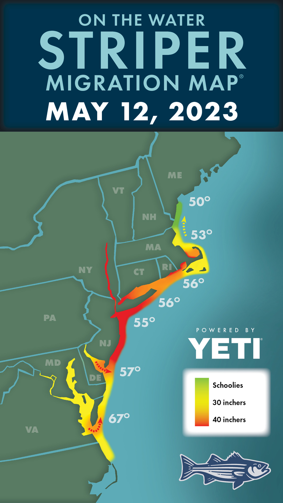 Striper Migration Map - May 12, 2023