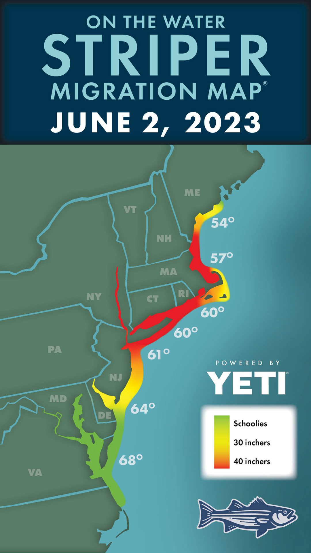 OTW Striper Migration Map June 6, 2023
