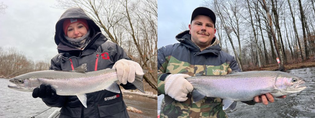 Ali and Brandon O. with steelhead