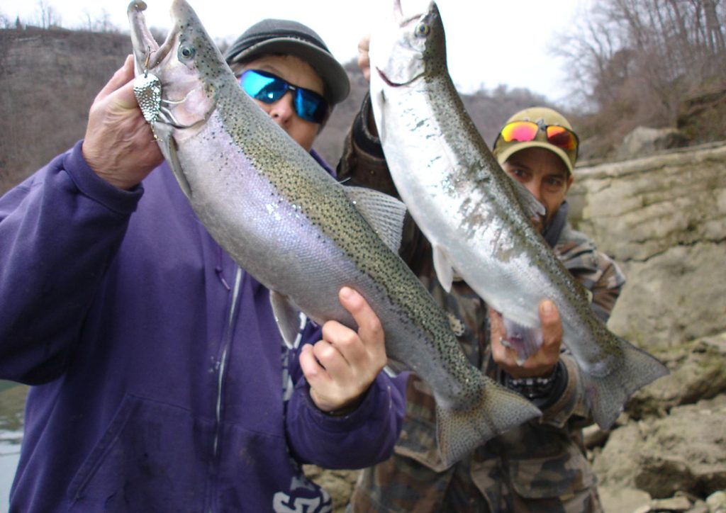 Mike Ziehm and Mike Rzucidlo with steelhead double