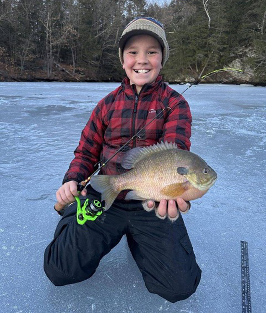 Kyler Leslie with trophy bluegill