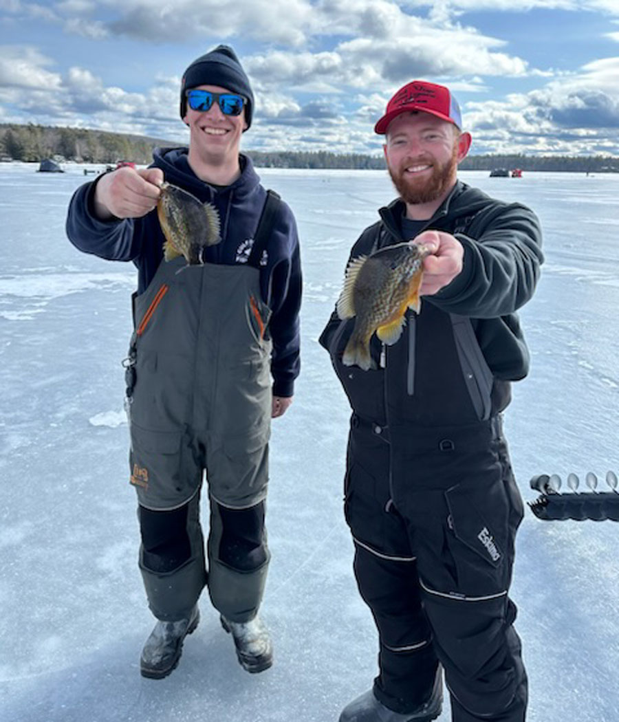 Andrew of Sebago Bait, and buddy with bluegill.