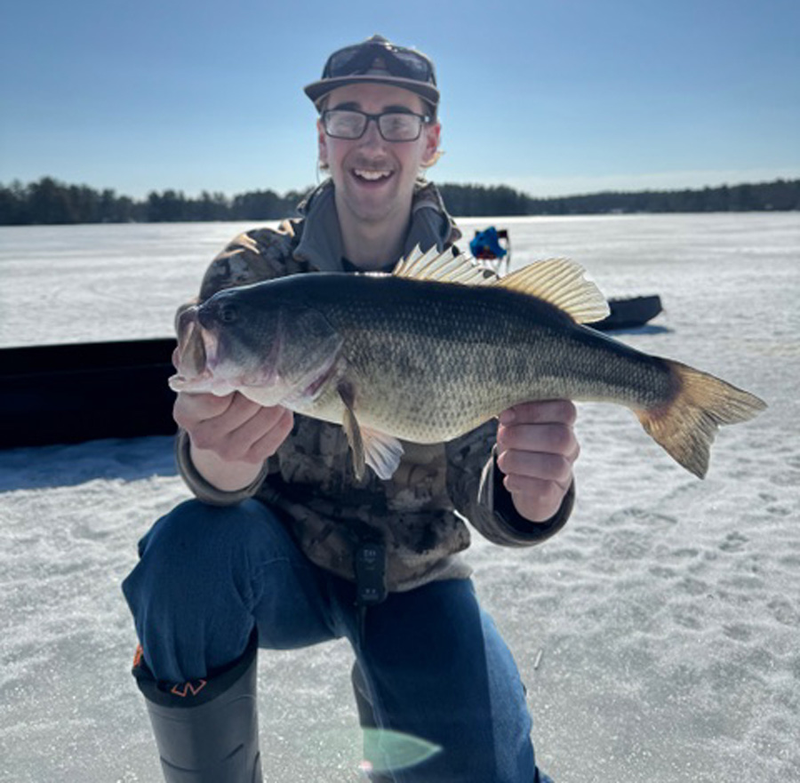 largemouth bass caught through the ice