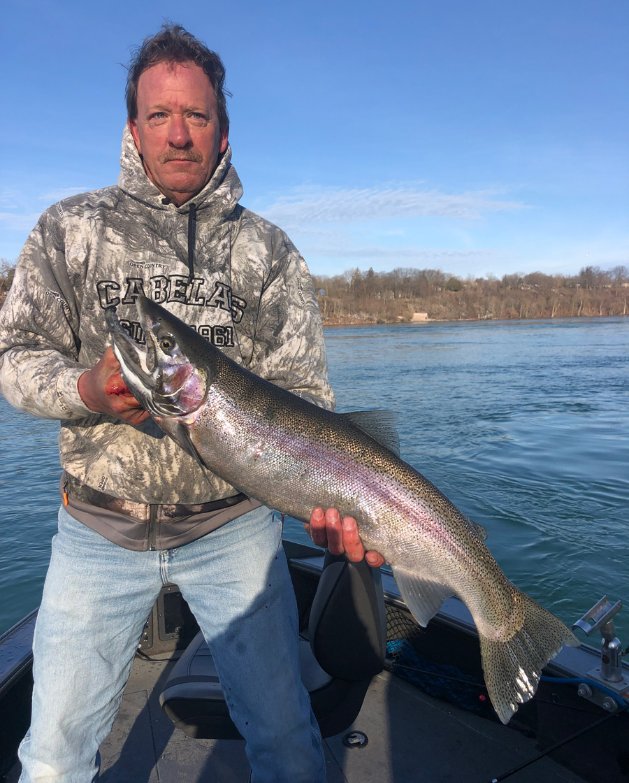 Avery Shulz with steelhead