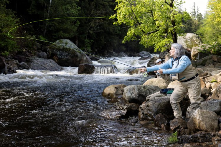 casting a fly on the West Branch of the Ausable River