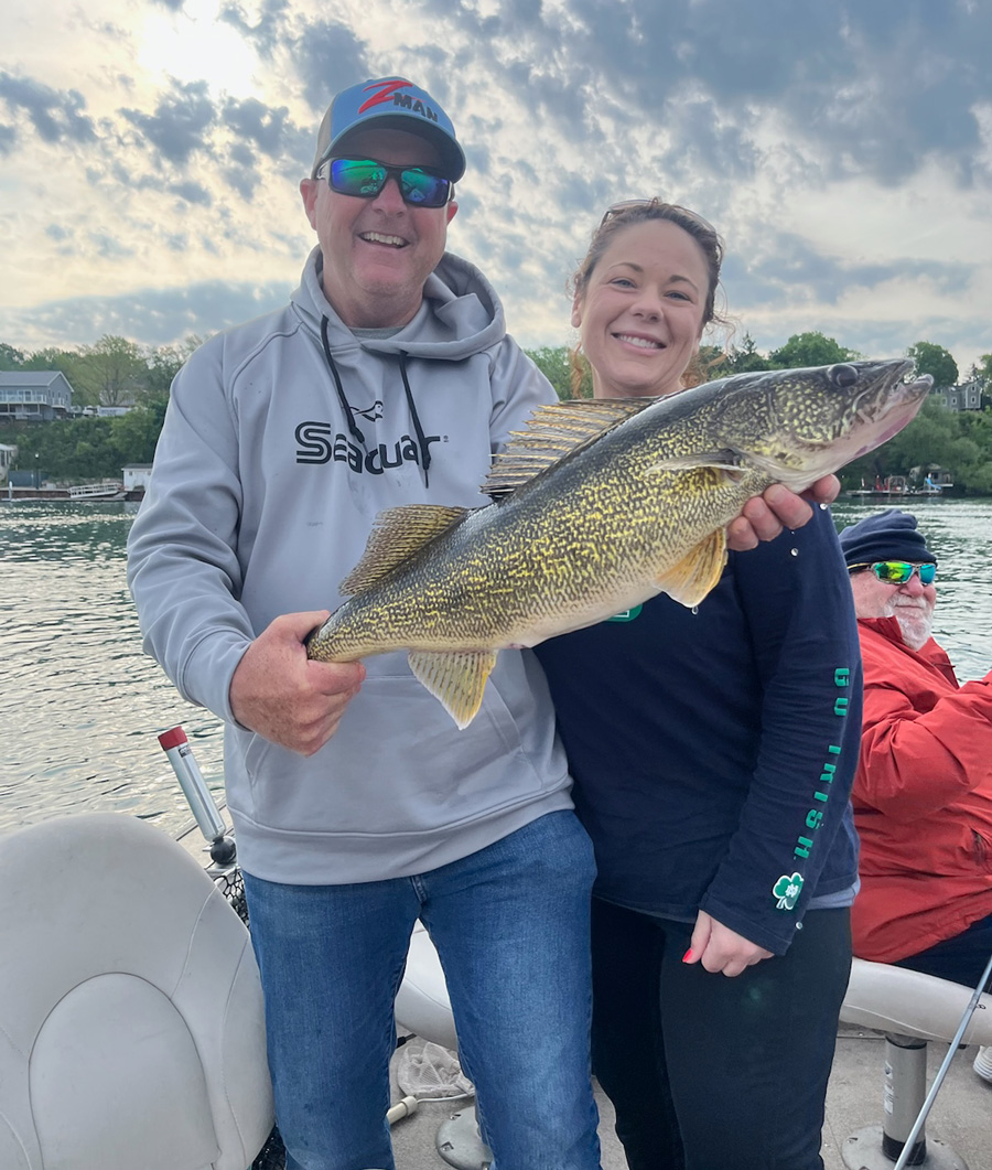 Captin Frank Campbell and Sharlann Parlanti-Dougherty with walleye