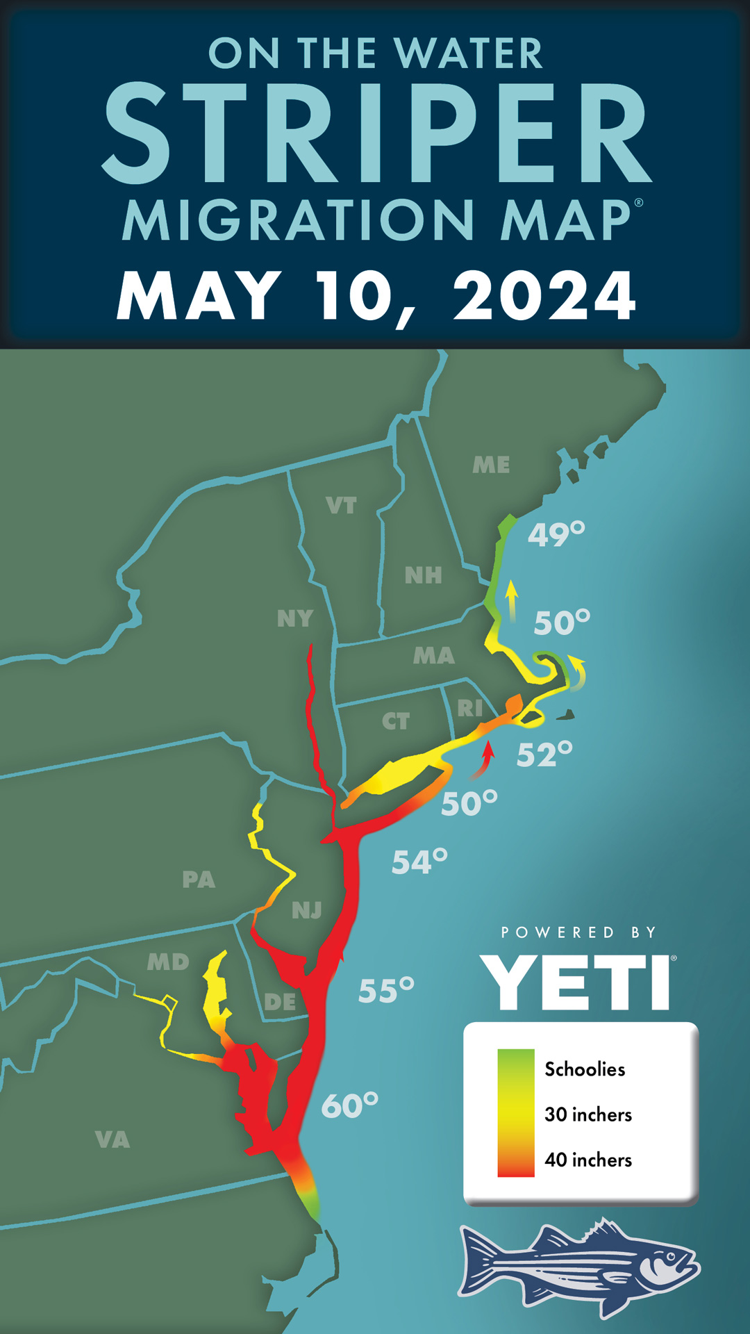 Striper Migration Map May 10, 2024