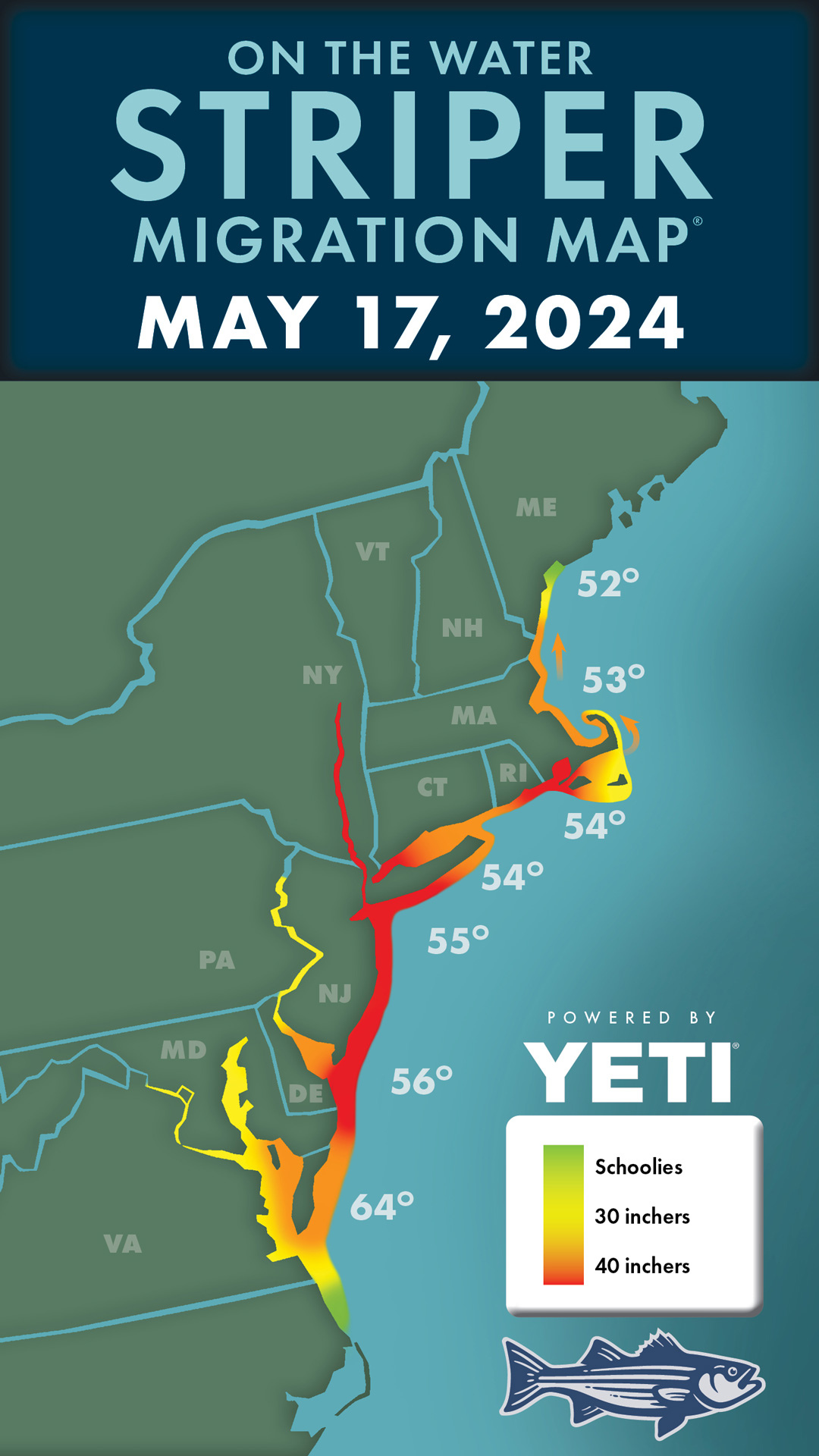 Striper Migration Map May 17, 2024