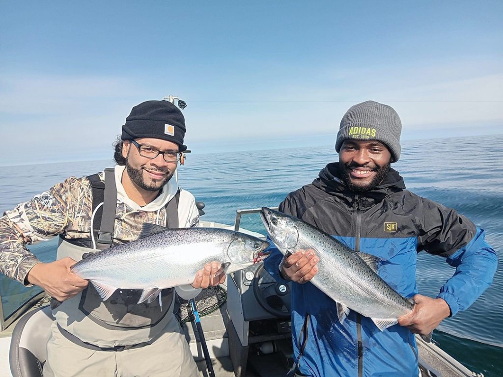 two friends with steelhead