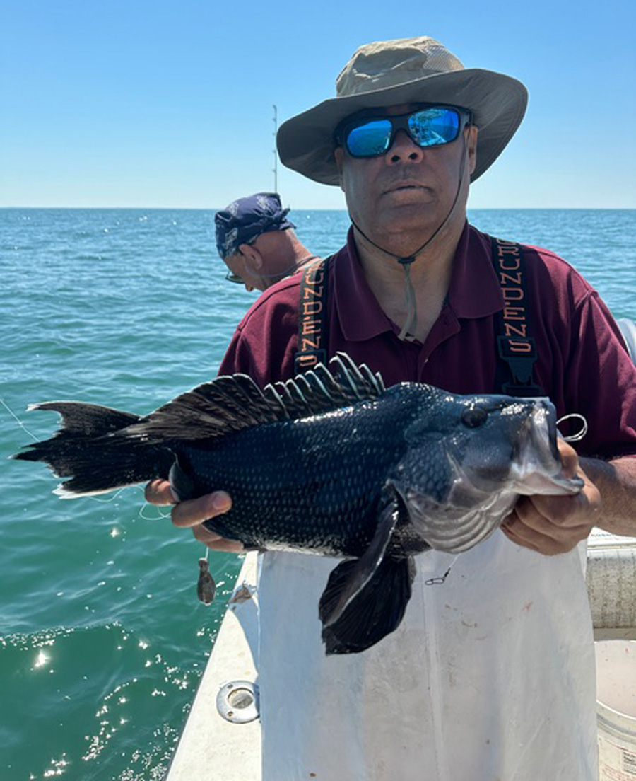 James Warmsley with sea bass