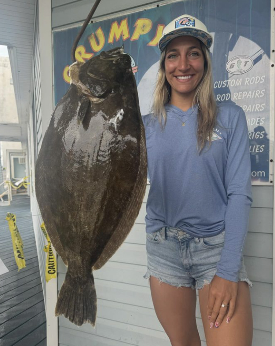 Nicole DiGiacinto with 7.4-pound  fluke