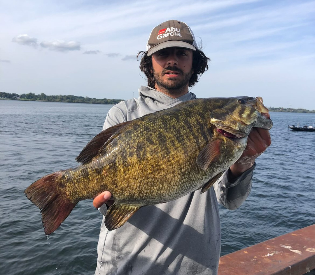 Dante Piraino with record breaking smallmouth bass