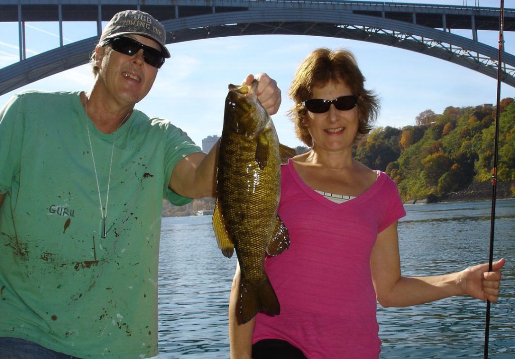 Nancy Colavecchia with smallmouth bass