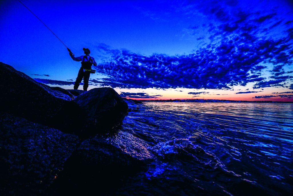 At night in the surf