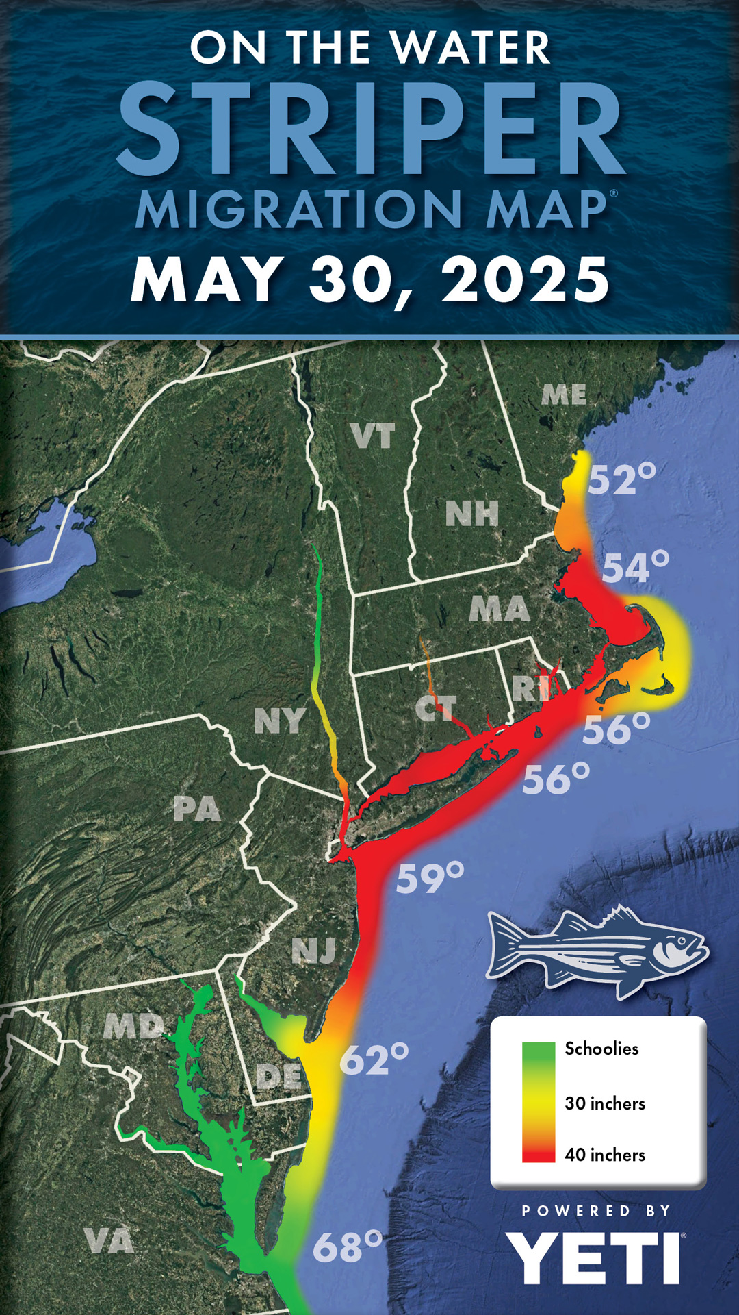 Striper Migration Map - May 30, 2025