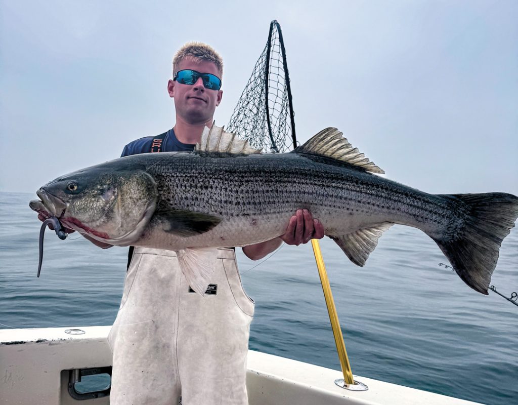 Block Island striper caught on soft plastic