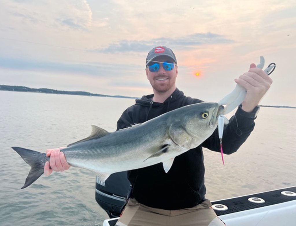 Josh with a nice Salem Sound bluefish
