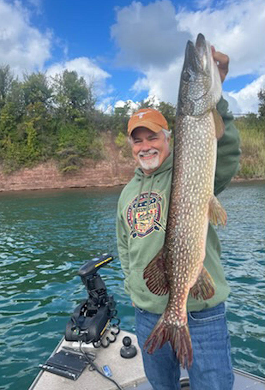 James Hall with pike