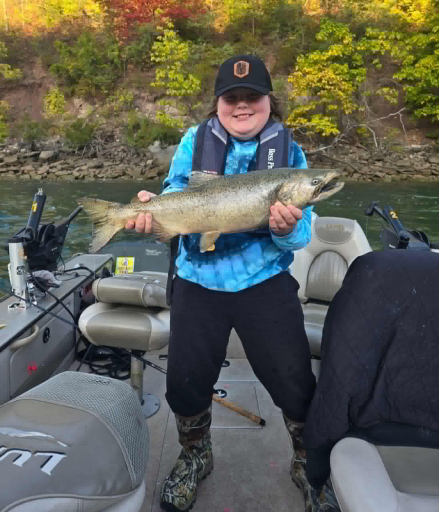 Jaxon Coulman with his first salmon