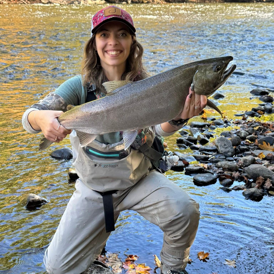 Sydney with a nice coho salmon.