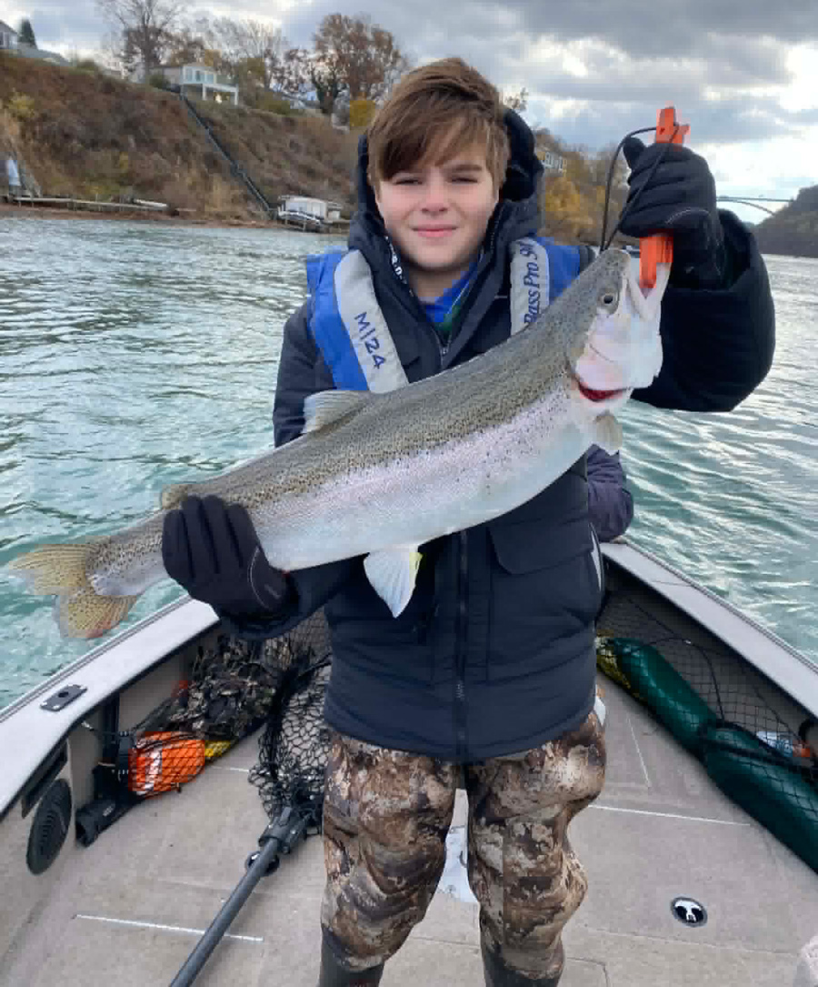 Braden McMullen with steelhead
