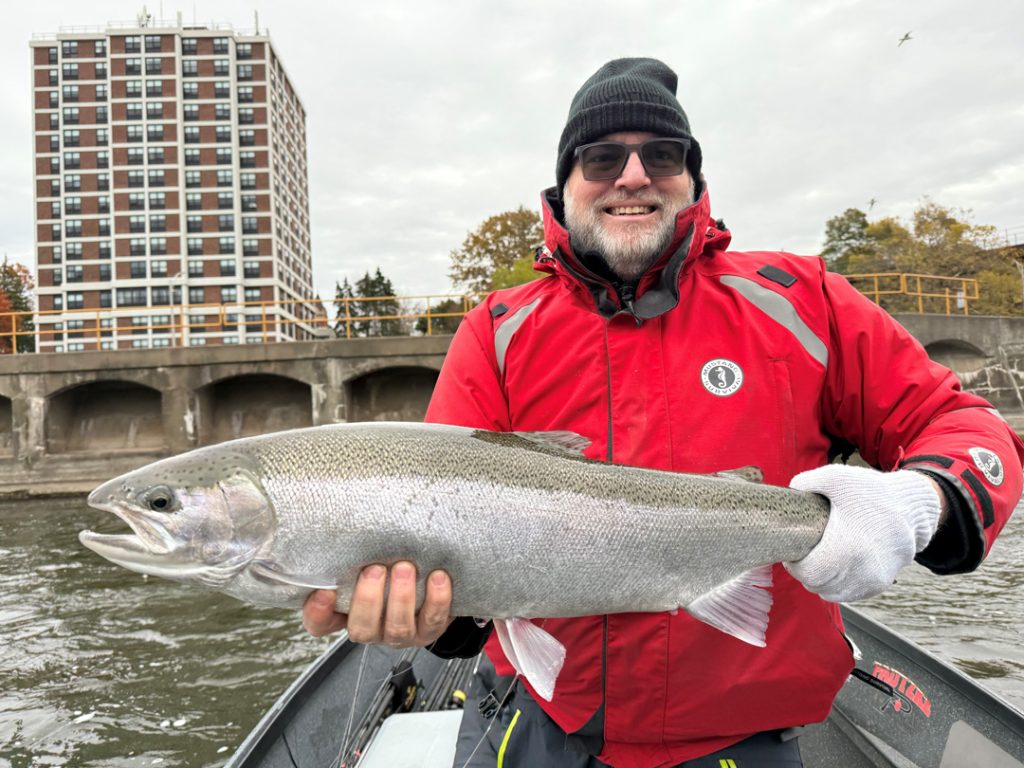 Laurent P. with Oswego River steelhead