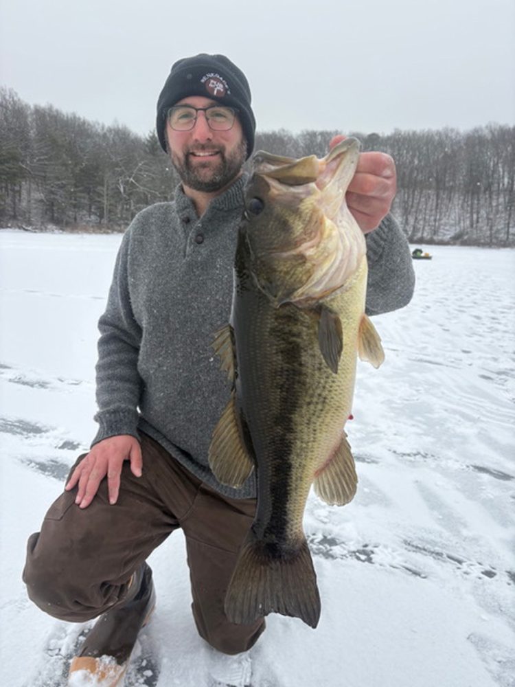 Plymouth largemouth bass on ice