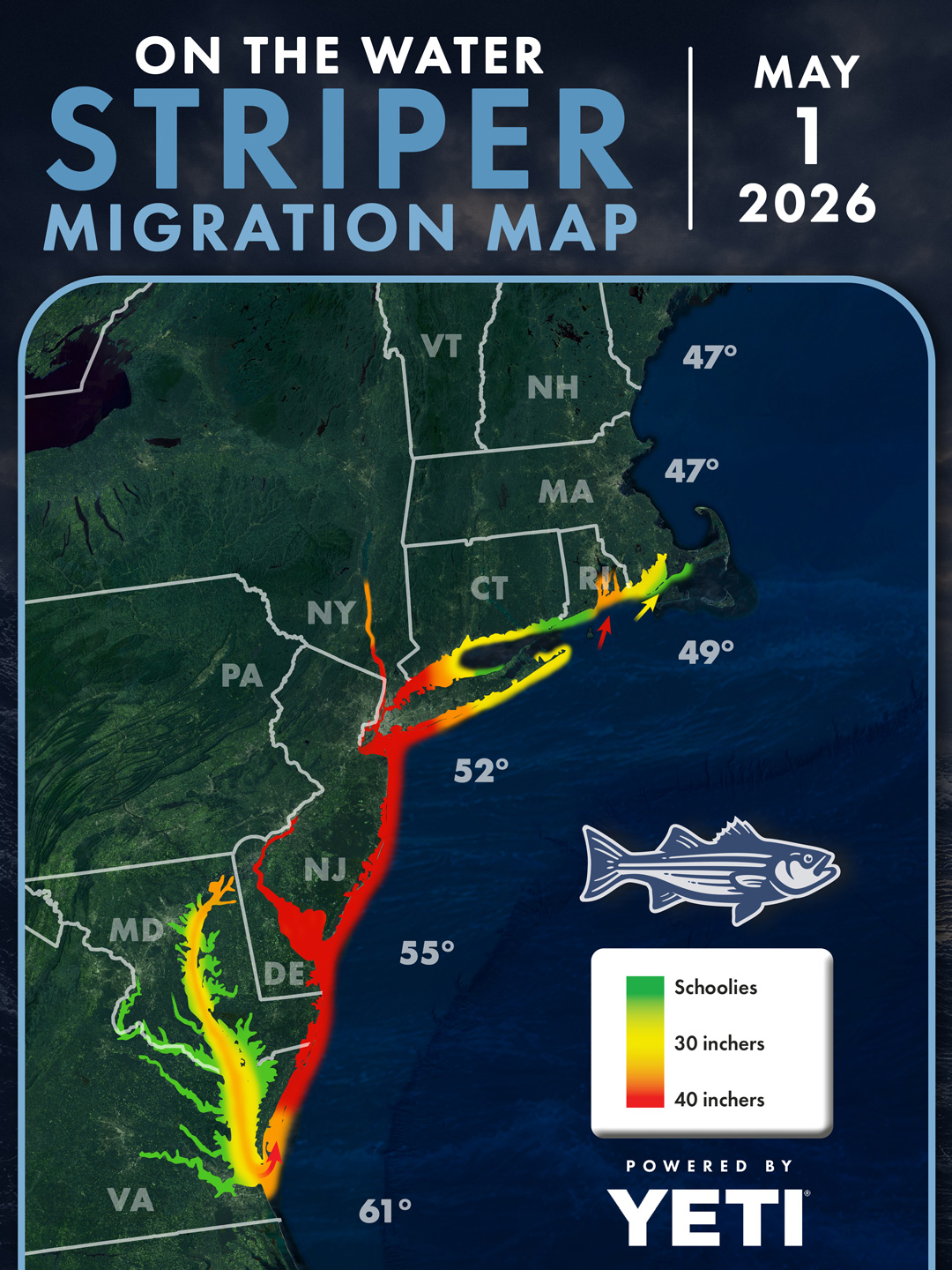 OTW Striper Migration Map May 1, 2026